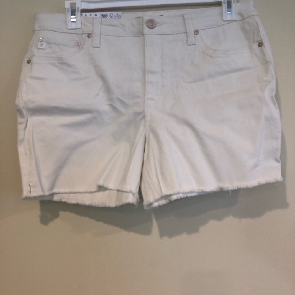 Seven7 White Frayed Hem Denim Shorts